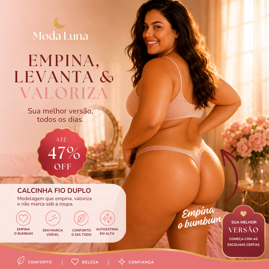 Kit 3 Calcinhas Fio Duplo Levanta Bumbum · Não Marca